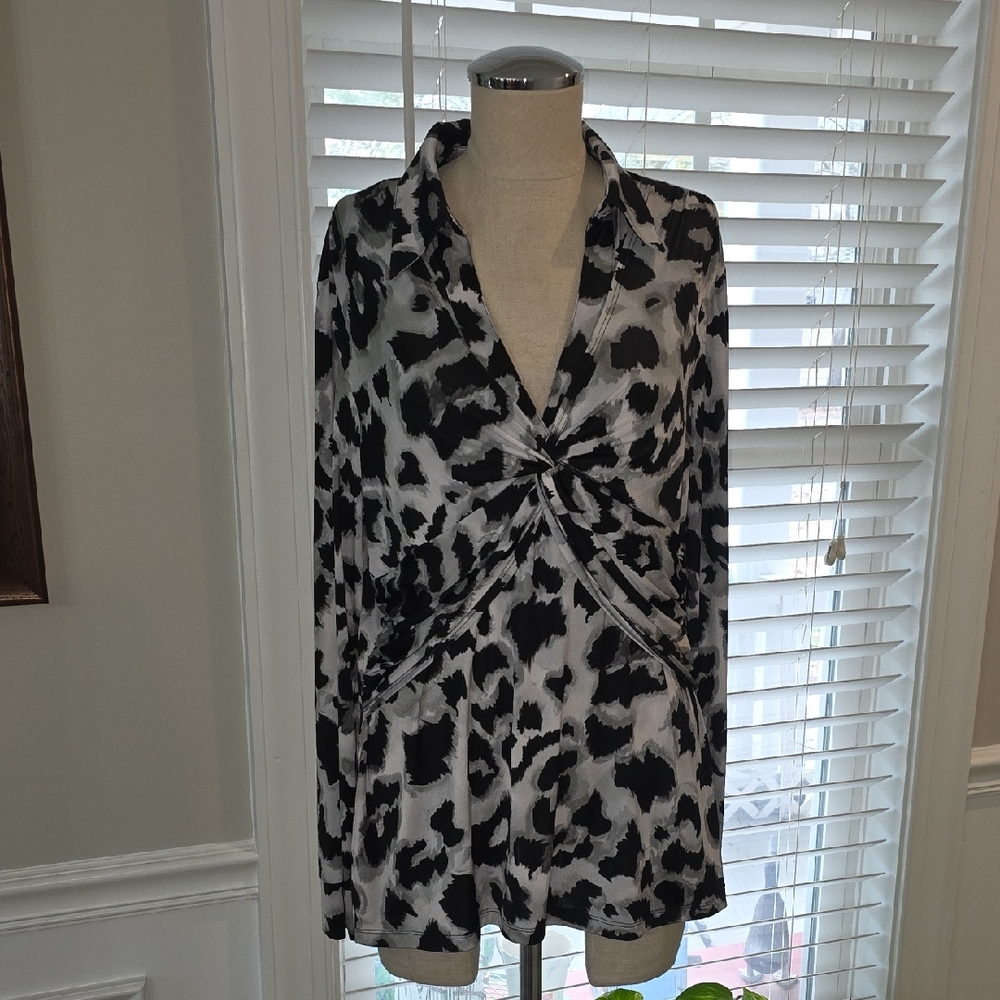 Cache Monochrome Patterned Blouse - image 1